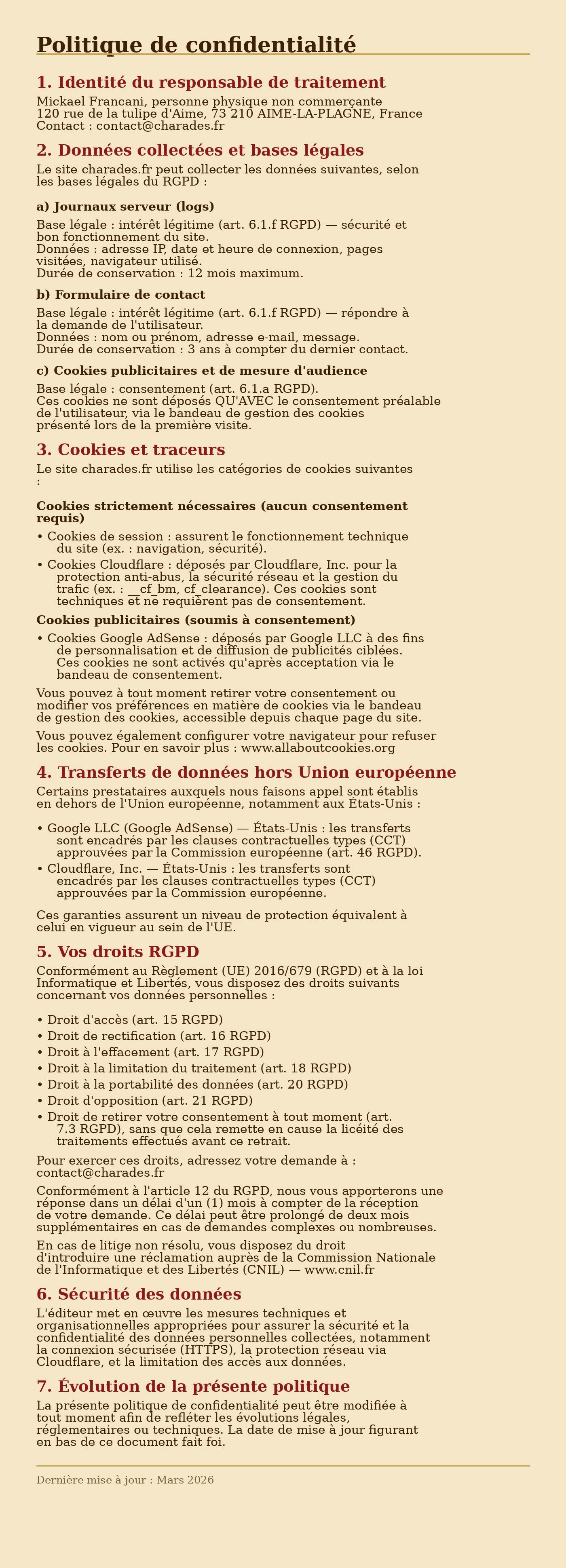 Politique de Confidentialité